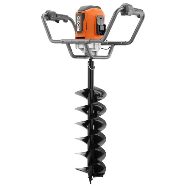 RIDGID - 18V Brushless Earth Auger Kit with 6-Port Sequential Charger, 8.0 Ah and 6.0 Ah MAX Output Batteries (2-Pack)