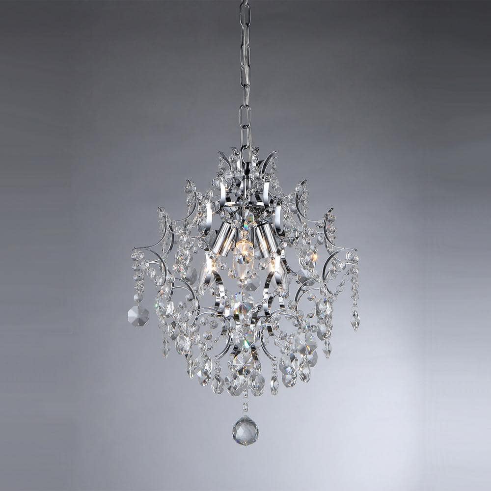 Polished Nickel 17" Crystal Pendant Light with Chrome Finish