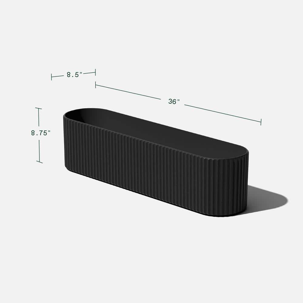 Black 36-inch Plastic-Stone Composite Outdoor Window Box Planter