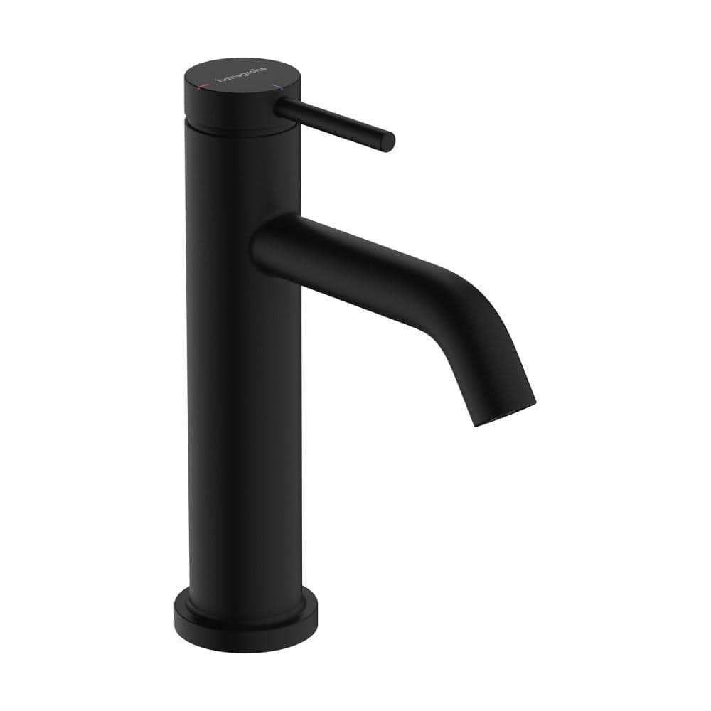 Matte Black Brass Single-Hole Bathroom Faucet with Pop-Up Drain