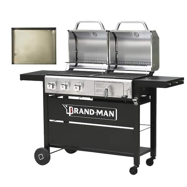 Brandman Gas and Charcoal Grill Combo with Griddle,Dual Fuel BBQ,720 sq.in.