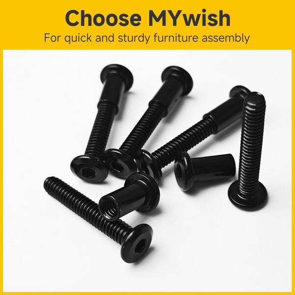 MYWISH 1/4 in.-20 x 2 in. Black Oxide Hex Button Head Socket Screw