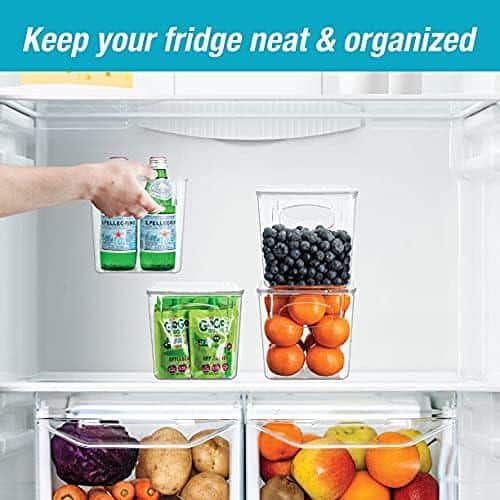 Fridge Organizer with Freshness Timer Lid, Stackable Refrigerator
