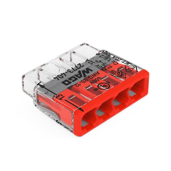 WAGO 2773 Series Pushwire 4-Conductor Splicing Connector, 20-12