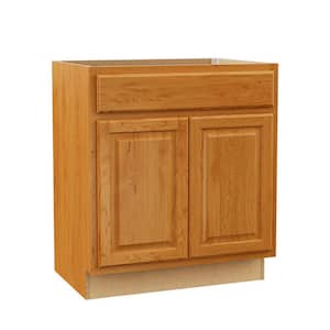 Hampton 30 in. W x 21 in. D x 34.5 in. H Assembled Bath Sink Base Bathroom Cabinet in Medium Oak