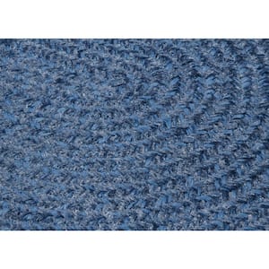Dover Chenille Petal Blue 2 ft. x 3 ft. Oval Braided Area Rug