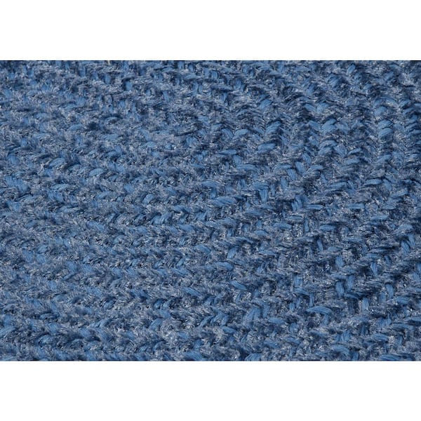 Dover Chenille Petal Blue 5 ft. x 7 ft. Oval Braided Area Rug