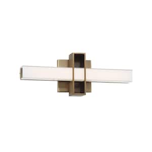 Major 16 in. Aged Brass LED Vanity Light Bar with Frosted Aquarium Glass