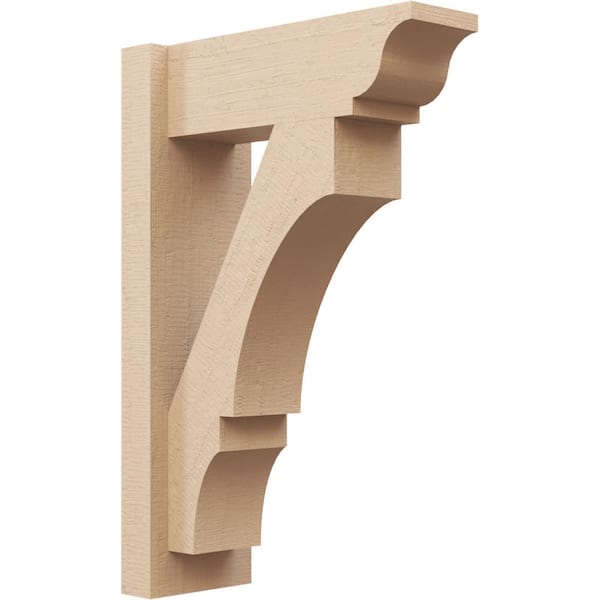 Ekena Millwork 6 in. x 24 in. x 16 in. Balboa Traditional Rough Cedar Woodgrain Timberthane Polyurethane Outlooker, Primed Tan