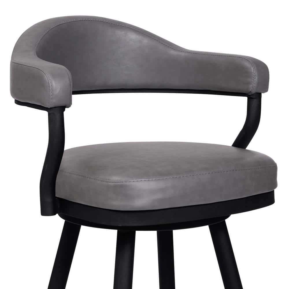 Amador 30" Swivel Barstool in Black Powder Coated Metal and Vintage Grey
