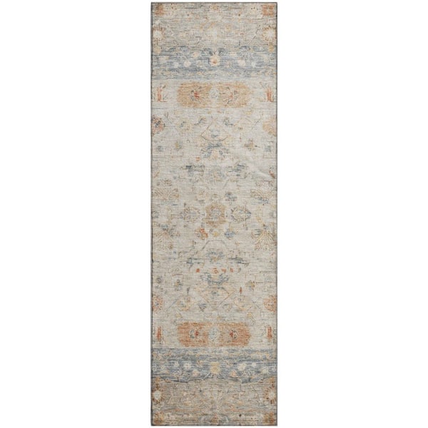 Mayfield Premium Machine Washable Abstract AMF2323 Beige 2 ft. x 7 ft. Runner Rug
