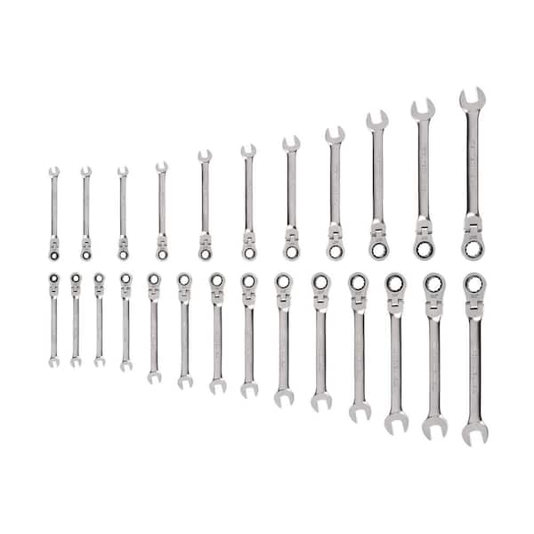 TEKTON 25-Piece (1/4-3/4 in., 6-19 mm) Flex Head 12-Point Ratcheting Combination Wrench Set