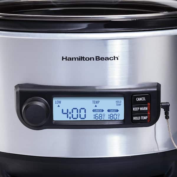  Hamilton Beach Portable 6 Quart Set & Forget Digital  Programmable Slow Cooker with Lid Lock, Temperature Probe, Dishwasher Safe  Crock & Lid, Black Stainless (33866) : Hamilton Beach: Everything Else