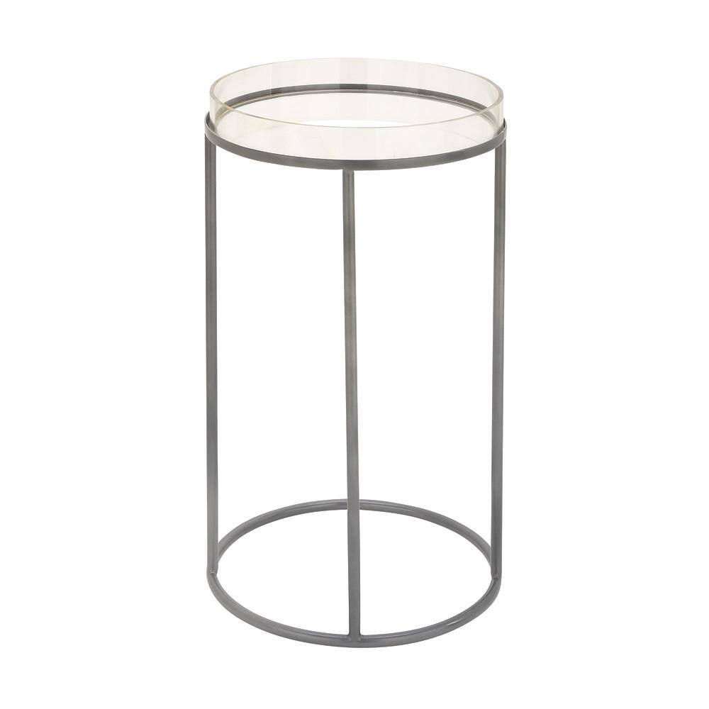 Sleek Round Acrylic Metal 16" Tray Table