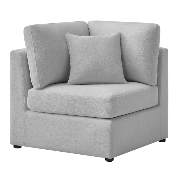 Chandler Gray Polyester Performance Fabric Corner Wedge Arm Chair