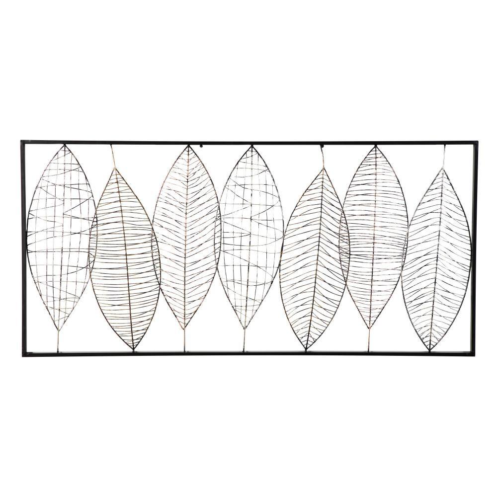 46 in. Black Iron Leaf Wall Art with Frame