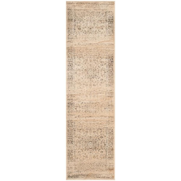 Vintage Warm Beige 2 ft. x 8 ft. Border Runner Rug