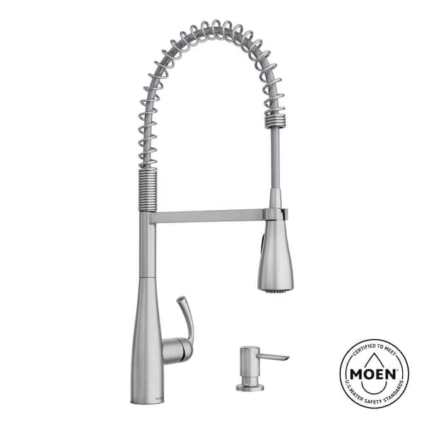 Essie Single-Handle Pre-Rinse Spring Pulldown Sprayer Kitchen Faucet with Power Clean in Spot Resist Stainless