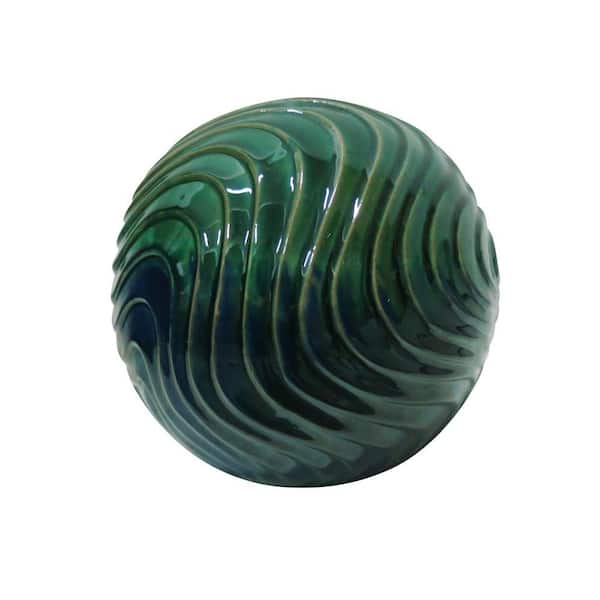 Alpine Corporation 10 in. Multi-Color Waves Ceramic Gazing Globe