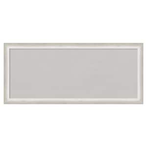2-Tone Silver Wood Framed Grey Corkboard 32 in. x 14 in. Bulletin Board Memo Board
