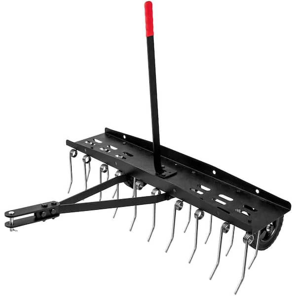 Unbranded 40 in. Tow Behind Dethatcher with 20 Steel Spring Tines Outdoor Lawn Sweeper Garden Grass Tractor Rake for Lawn Care