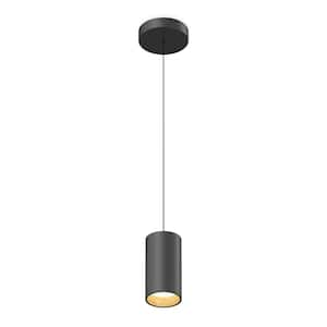 Alton 15-Watt 1 Light Black & Wood Modern 5 CCT Integrated LED Mini Pendant Light Fixture for Kitchen Island