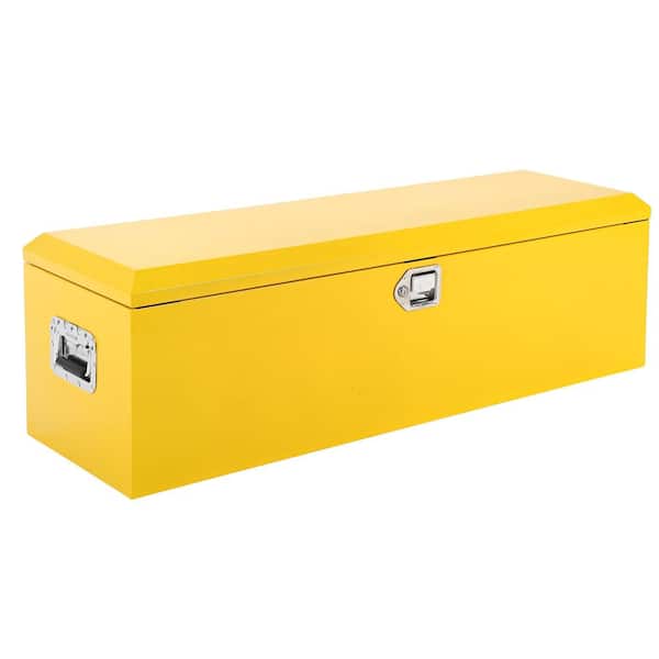 48" x 15" x 15" Steel Truck Bed Tool Box, Heavy Duty Yellow Metal Toolbox with Side Handle & Lock Keys
