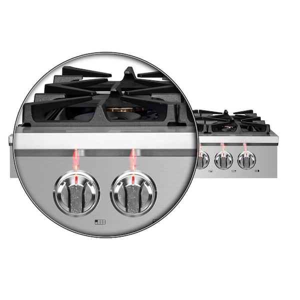 TTN0487 Five Star 48'' Natural Gas Pro Cooktop with 6 Open Burners and  Grill/Griddle - Natural Gas - Stainless Steel