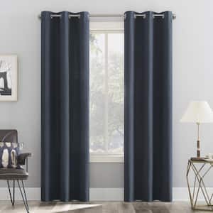 Lydell Textured Energy Saving Blue 63 in. L x 40 in. W Room Darkening Grommet Curtain Panel