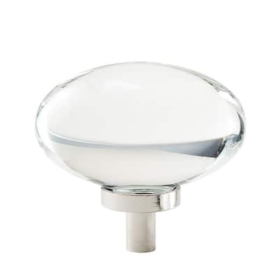 Clear Polished Nickel Oval Cabinet Knob, Glass Cabinet Knobs Home Depot