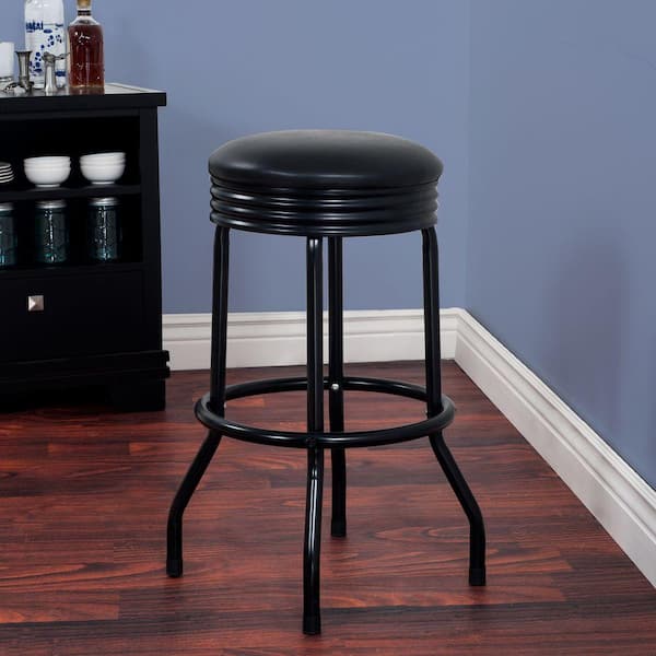 Trademark 28.5 in. Black Swivel Cushioned Bar Stool