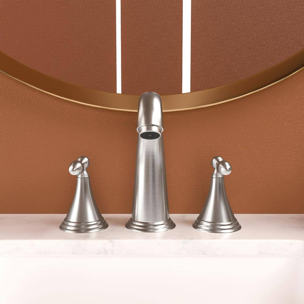 Brushed Nickel Double Handle 3-Hole Vessel Sink Faucet