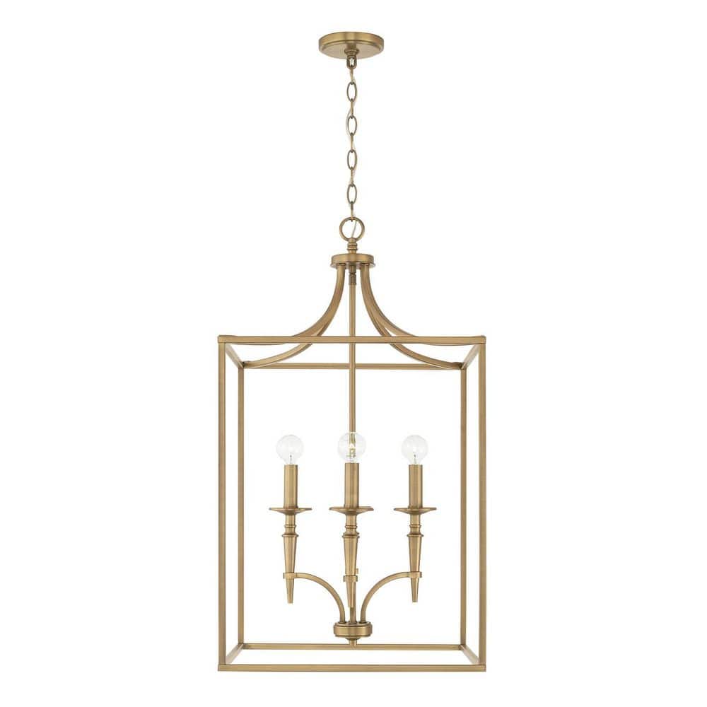 Abbie 60-Watts 4-Light Aged Brass Lantern Foyer Pendant Light, No Bulbs Included price history on PriceWatchPro