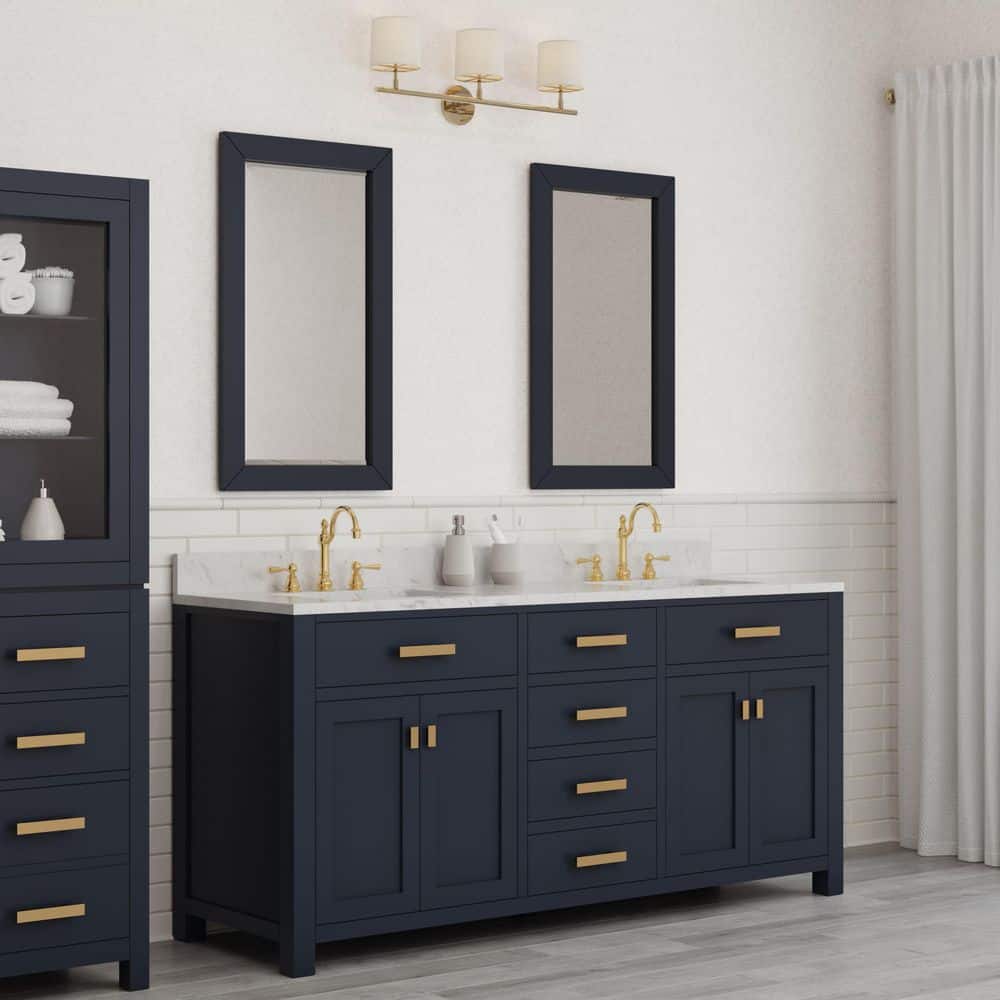 Madison 72" Monarch Blue Double Sink Vanity with Carrara Marble Top