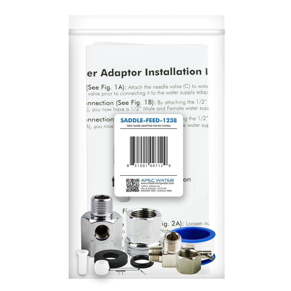 Stainless Steel Feed Water Adapter for 1/2" and 3/8" Pipes