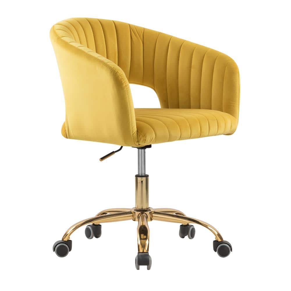 yellow velvet task chair