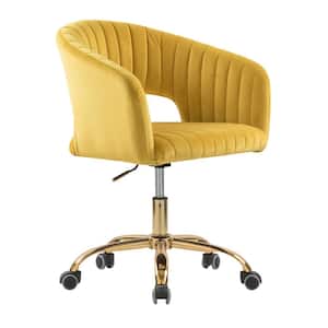 Yellow Velvet Morden Cute Upholstered Task Chair