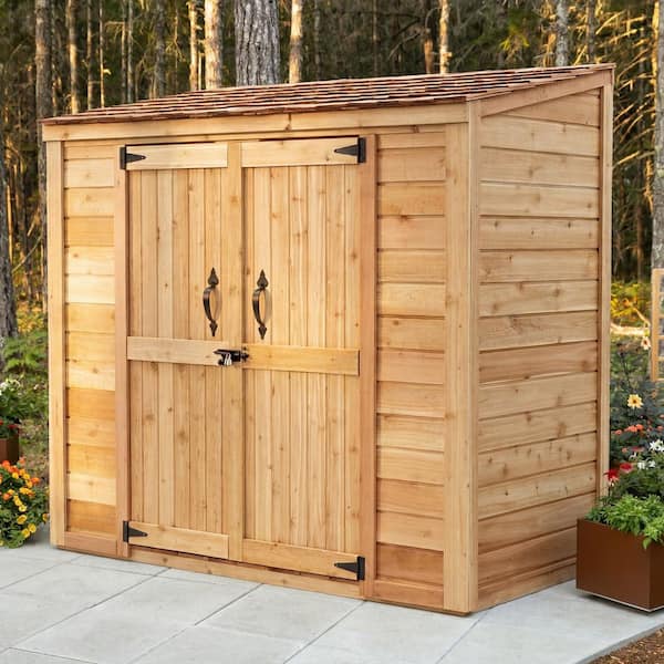 6 ft. W x 3 ft. D Cedar Wood Garden Chalet Shed with Double Doors (18 sq. ft.)