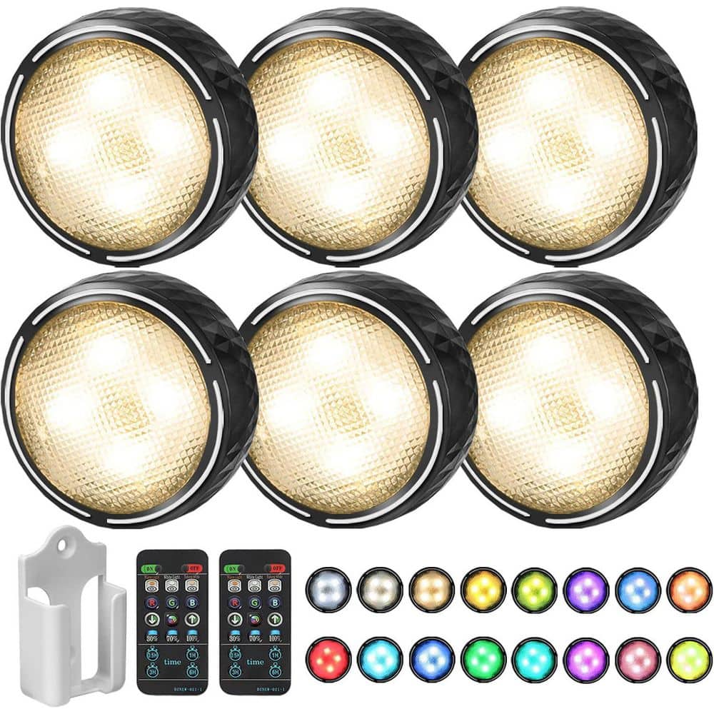 キャスキッドソン　ルームライト Lukyamzn Black LED Puck Light Lamp w/ Remote Control Wireless