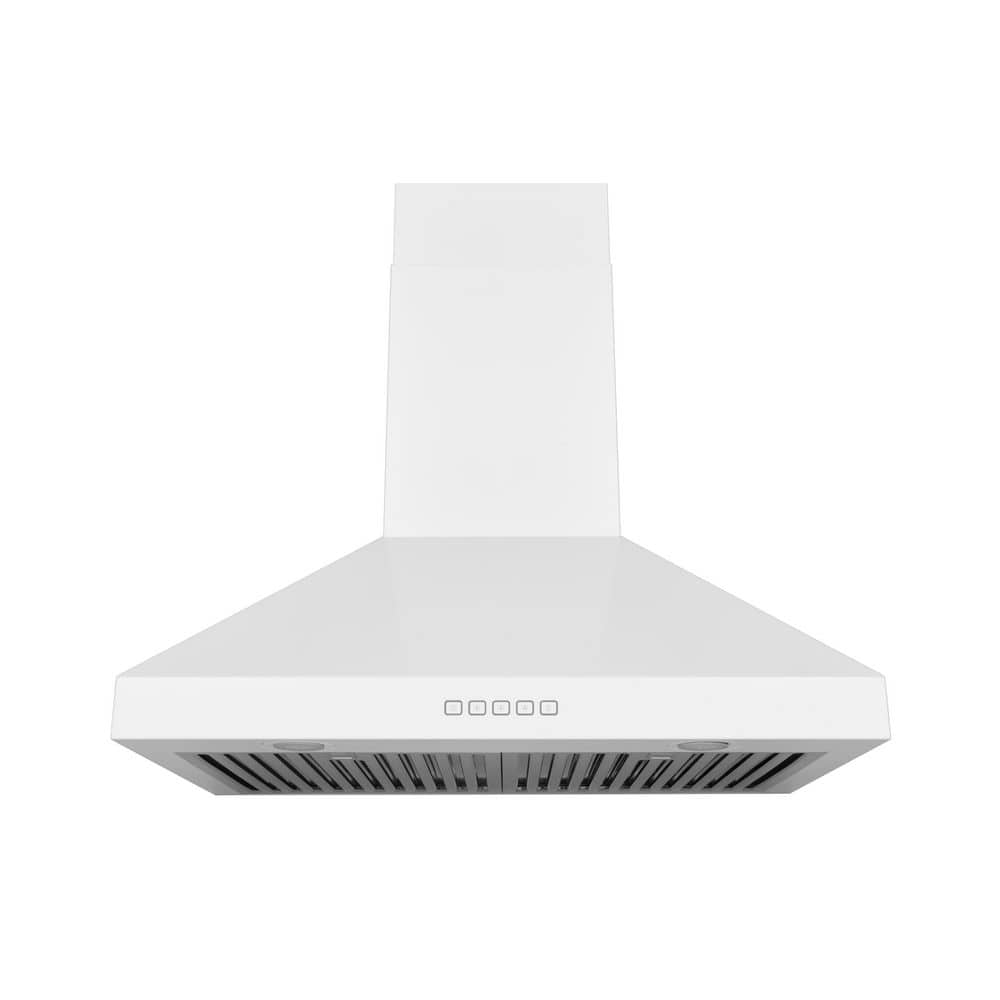 30 in. Convertible Wall Mount Range Hood with Changeable LED Dishwasher Safe Baffle Filters in Matte White