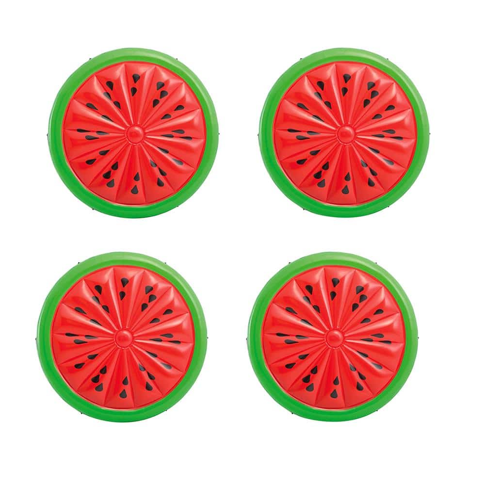 Intex Giant 72 in. Inflatable Watermelon Island Summer Swimming Pool Float (4-Pack), Red/Green -  4 x 56283EP