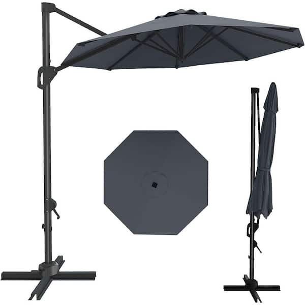 home depot offset patio umbrella Sunnydaze 10-Foot Solar with Lights, Cherry forward 10 ft 10 ft. Metal Pole Cantilever
