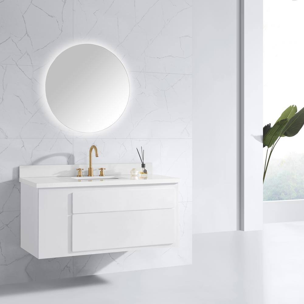 30-Inch Round Frameless LED Bathroom Vanity Mirror