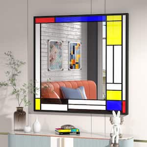36 in. W x 36 in. H Square Tempered Glass and Aluminum Alloy Framed Window Pane Wall Decor Bathroom Vanity Mirror