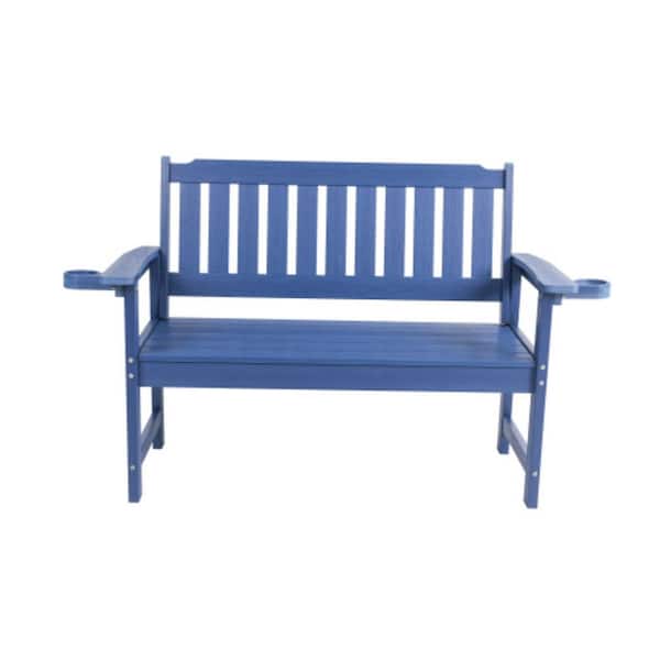 Navy Blue Wood Bench Environmentally Friendly and Recyclable, Suitable for Outdoor Use