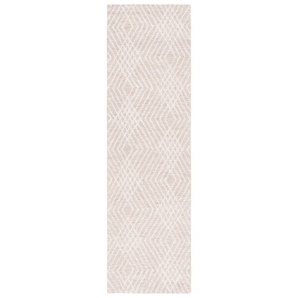 Abstract 2 ft. x 8 ft. Beige/Ivory Diamond Runner Rug