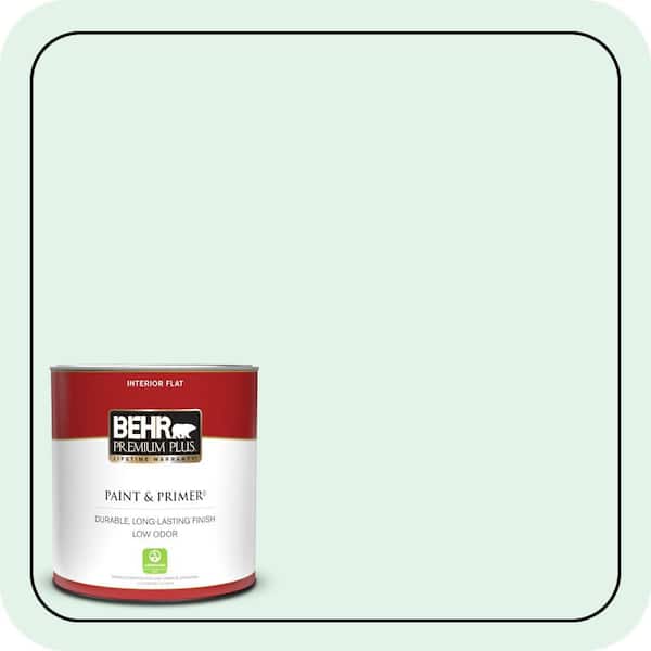 BEHR PREMIUM PLUS 1 qt. #480C-1 Light Mint Flat Low Odor Interior Paint & Primer