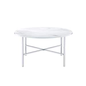 Zara Occasional 3-Piece Round Wood Table Set in Chrome