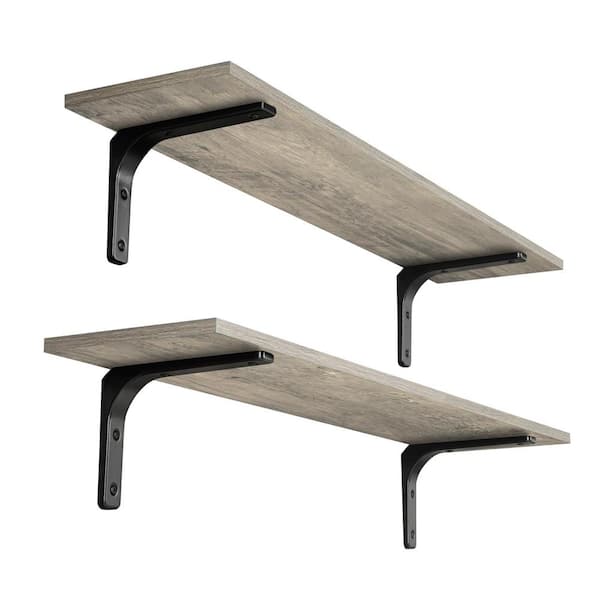 Unbranded 31.5 in. W x 8.3 in. D Grey Wash Decorative Wall Shelf Set of 2