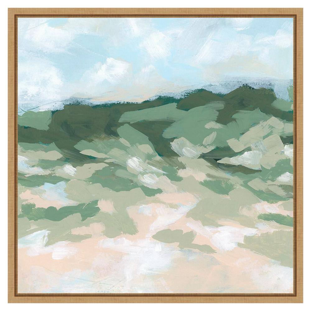 Blockbrush Valley II Abstract Landscape Canvas with Maple Frame